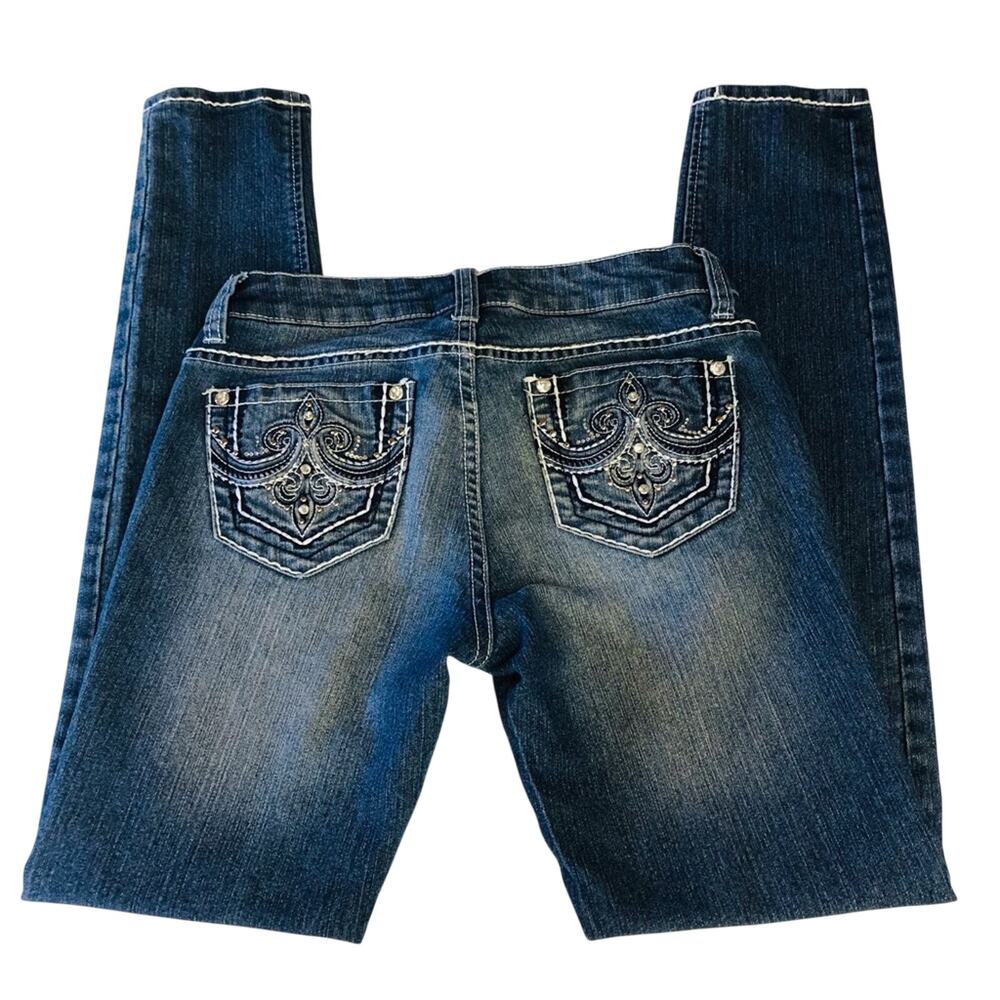 Vintage Y2k Papaya Bling Pocket Denim Jeans Flattering Skinny Silhouette - Picture 14 of 16